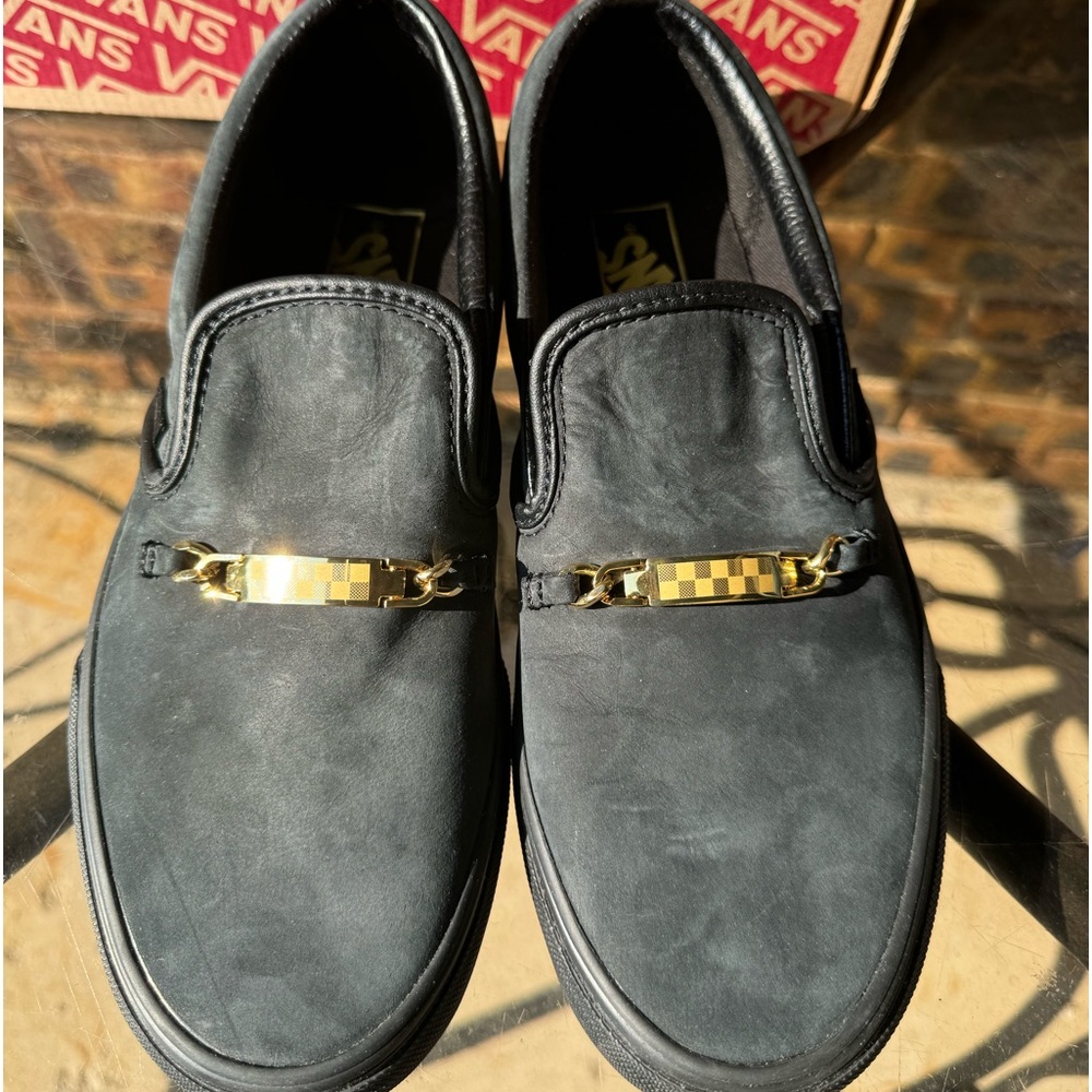 Black velour Vans sneakers